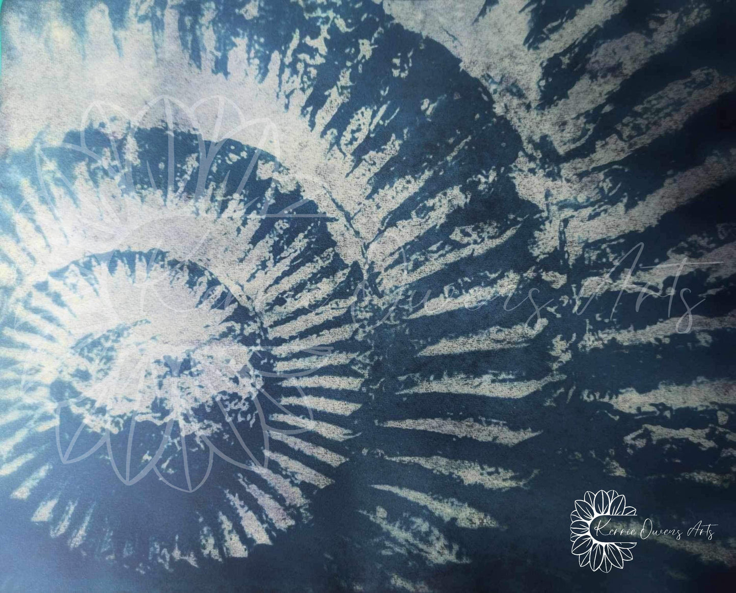 Whitby ammonite negative cyanotype print art - instant digital download.