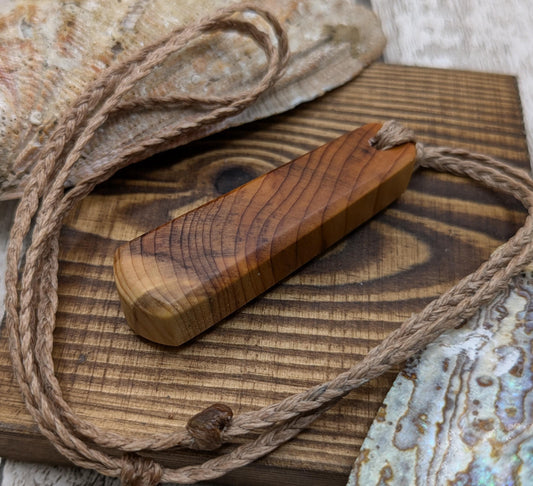 Recycled yew wood roimata teardrop pendant - Handcrafted jewellery.