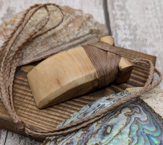 yew wood heintoki adze axe head pendant.