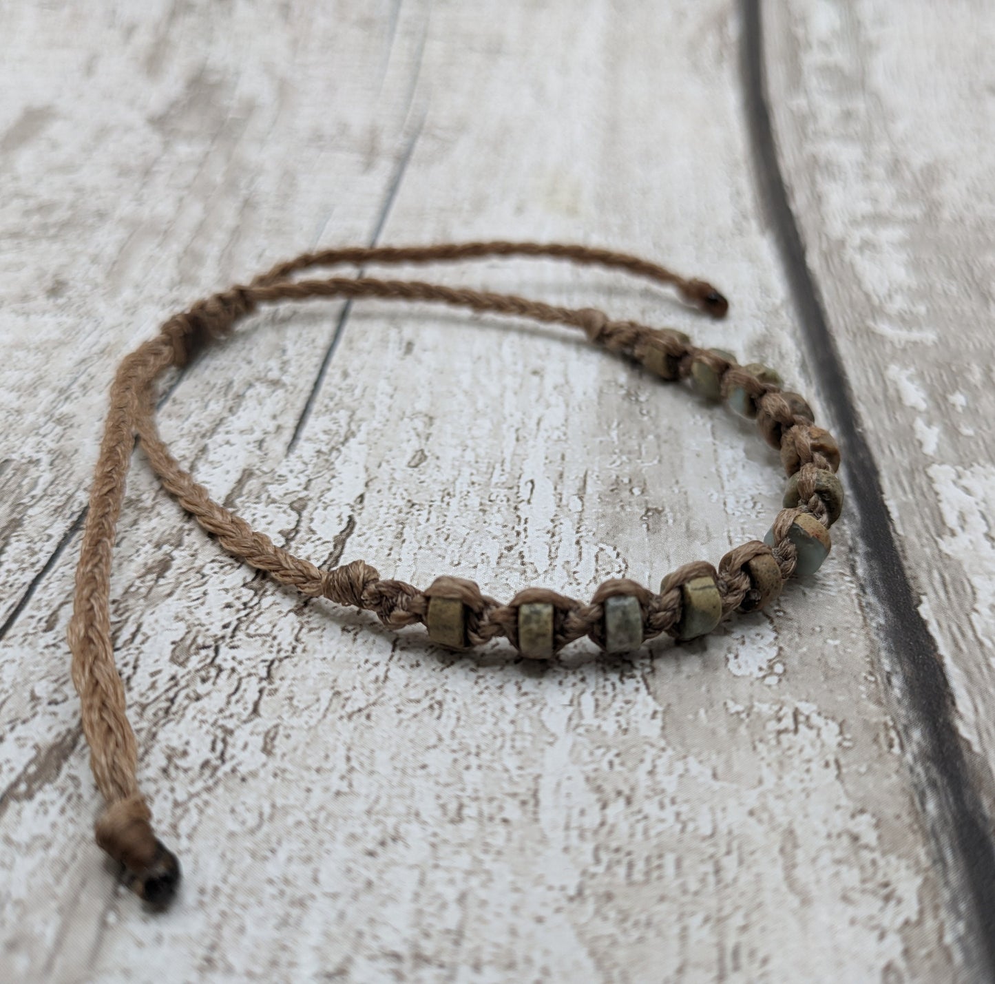 serpentine rondelle macrame adjustable bracelet.