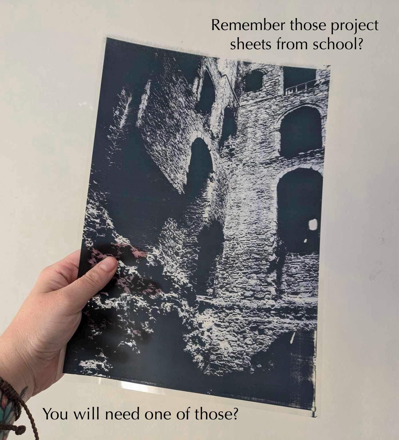 Inside Rochester castle Cyanotype transfer template, digital download, print at home.