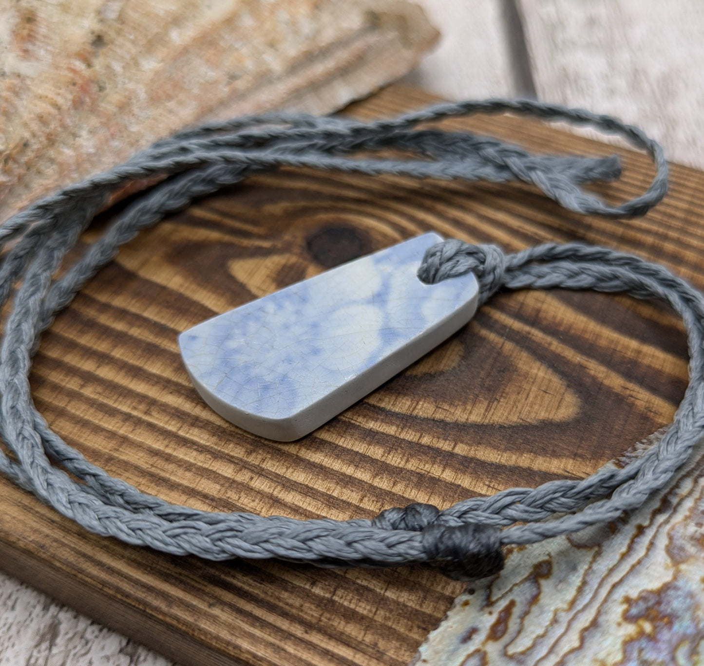 Floral Recycled Pottery Pendant.