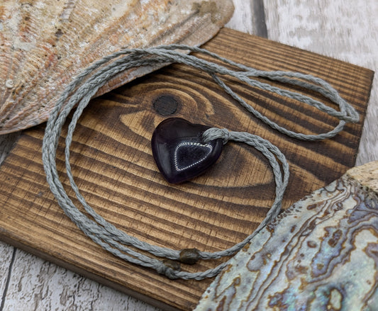 small amethyst stone heart pendant.