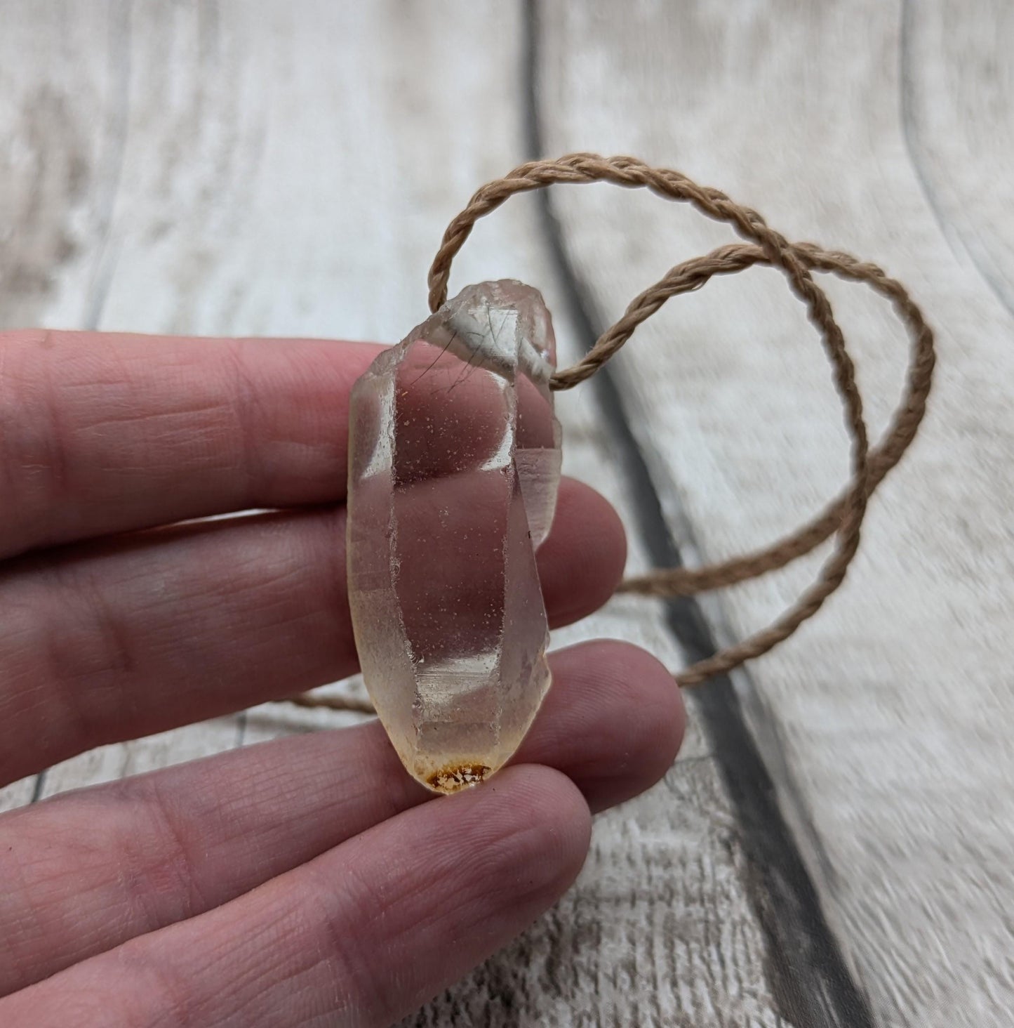 clear quartz crystals point pendant.