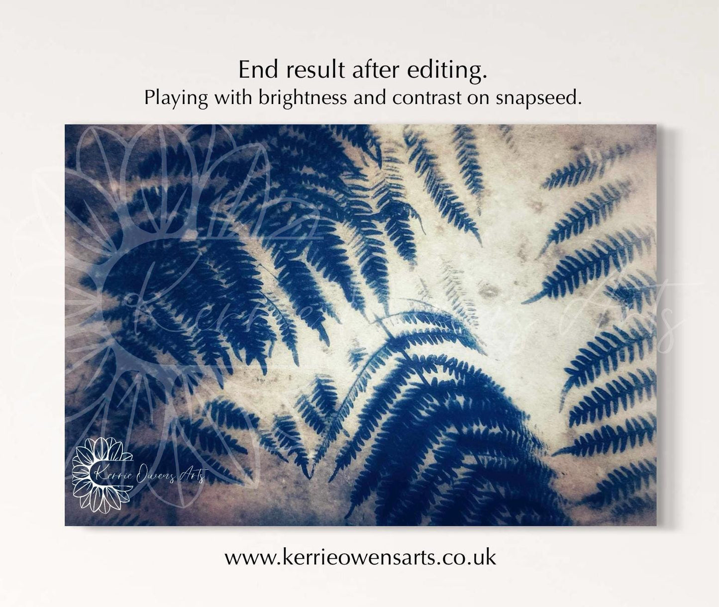 Fern leaf, cyanotype negative template, digital download, print at home.