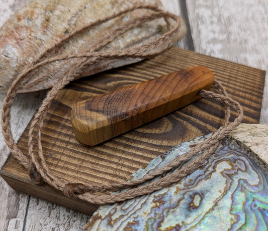 yew wood carved roimata tear drop pendant -