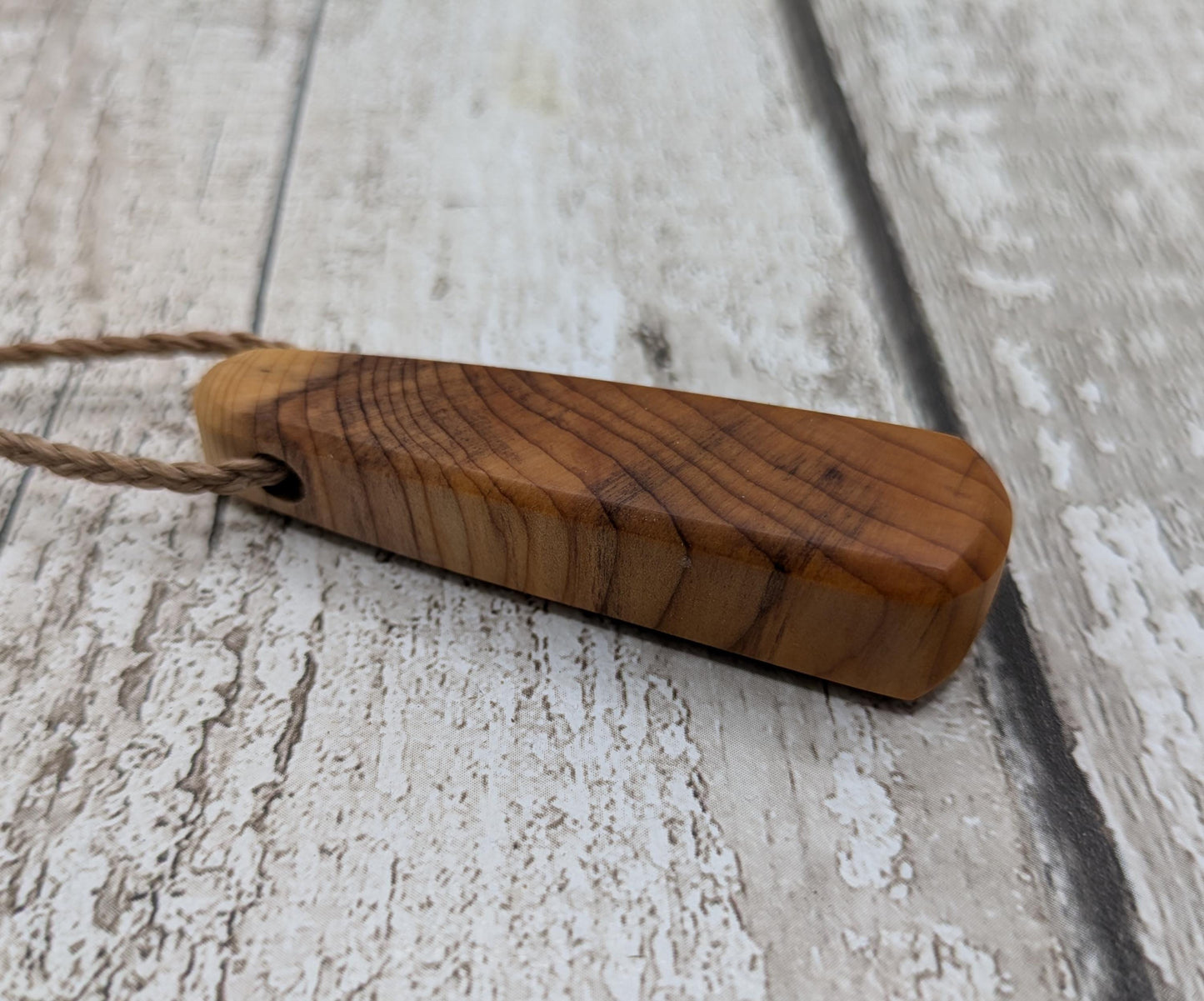Yew wood roimata drop pendant - Handcrafted jewellery.
