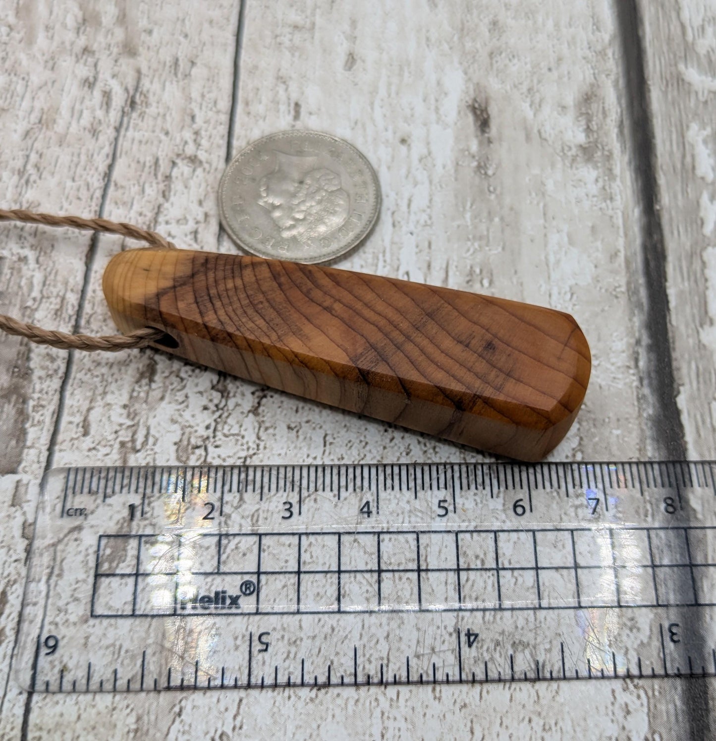Yew wood roimata drop pendant - Handcrafted jewellery.