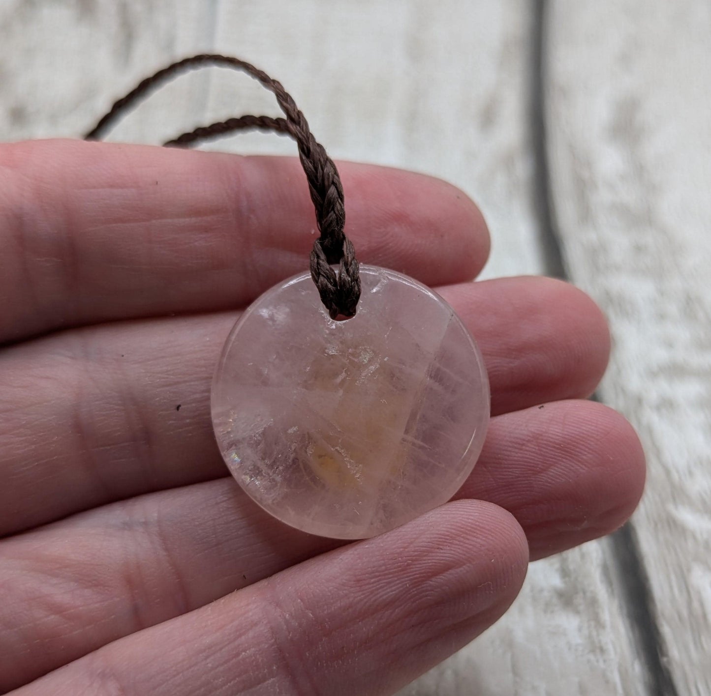 Rose quartz Hamza hand pendant.