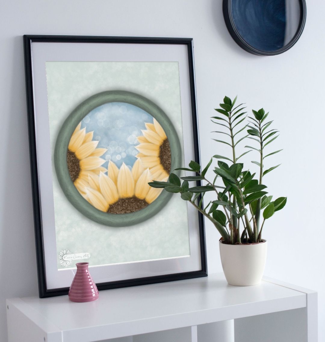 Triple sunflower poster print.