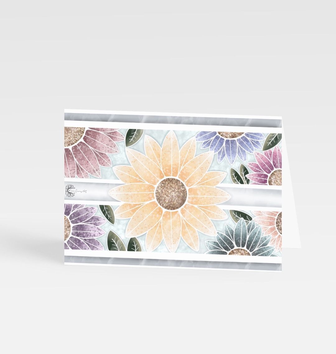 Sunflower panel greetings card.