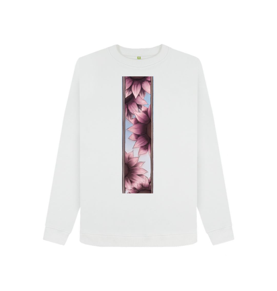 White Ladies stripe of pink flowers sweatshirt.
