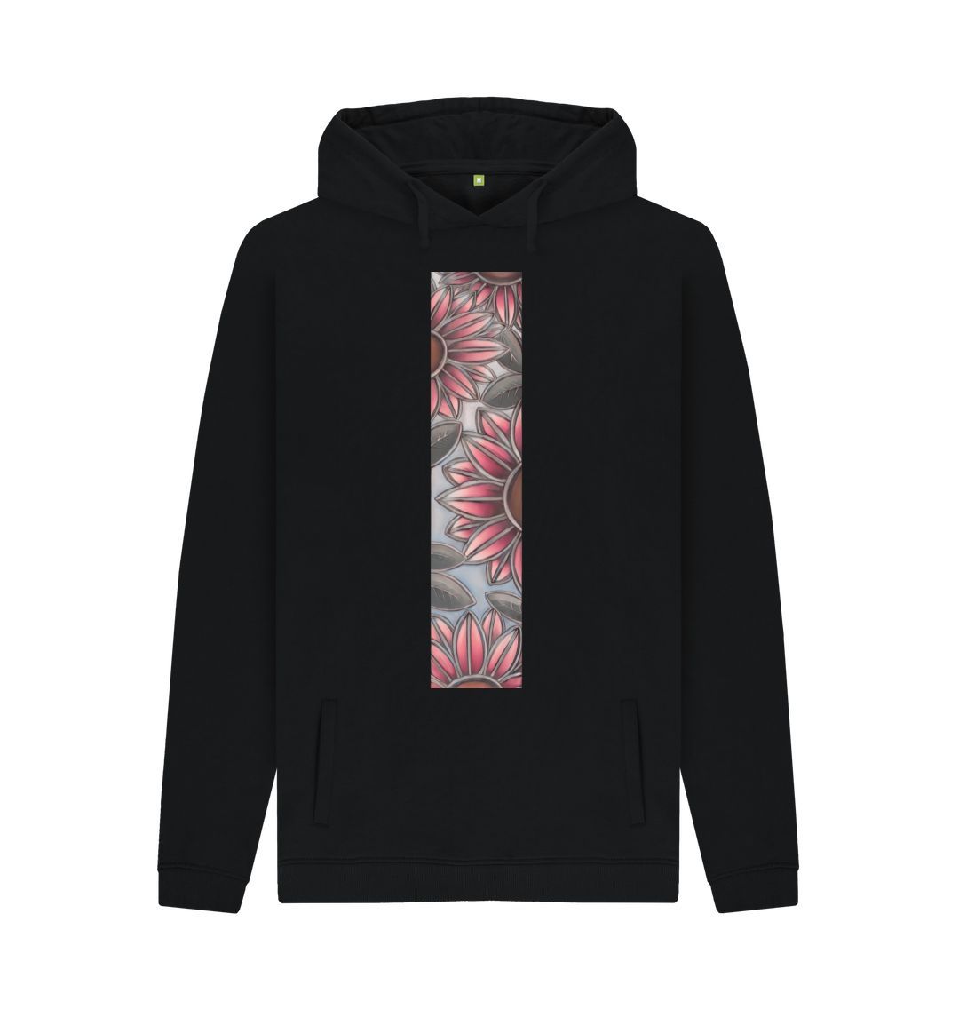 Black Unisex Stain glass sunflowers hoodie.