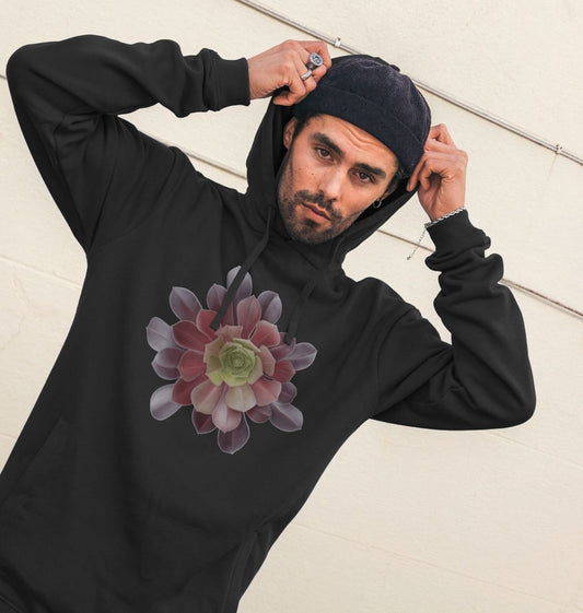 Unisex green to purple ombré succulent hoodie.