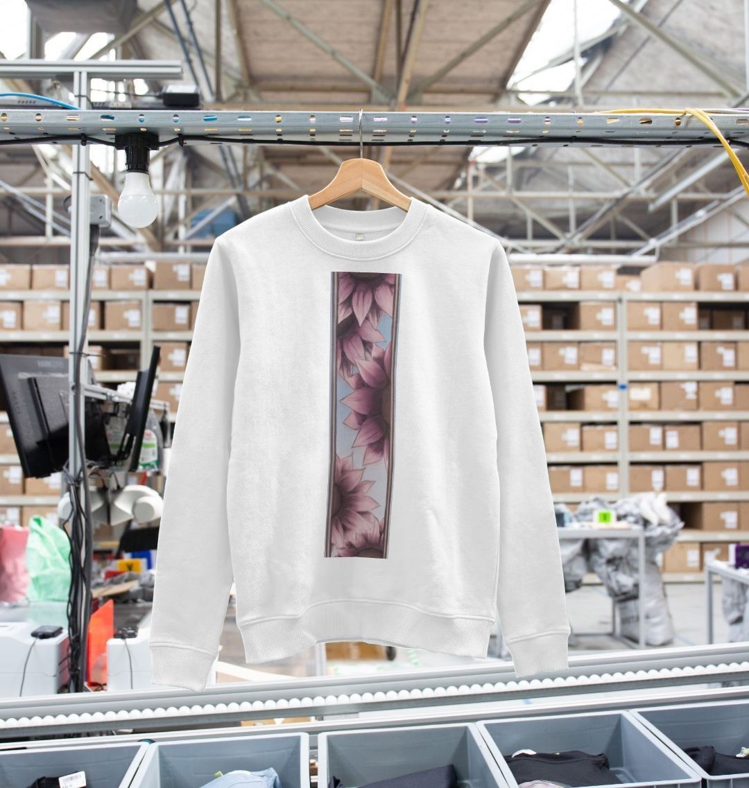 Ladies stripe of pink flowers sweatshirt.