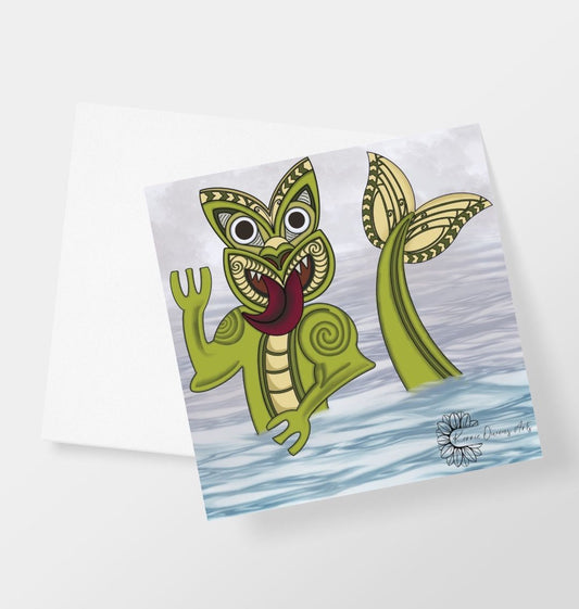 The happy Taniwha greetings card.