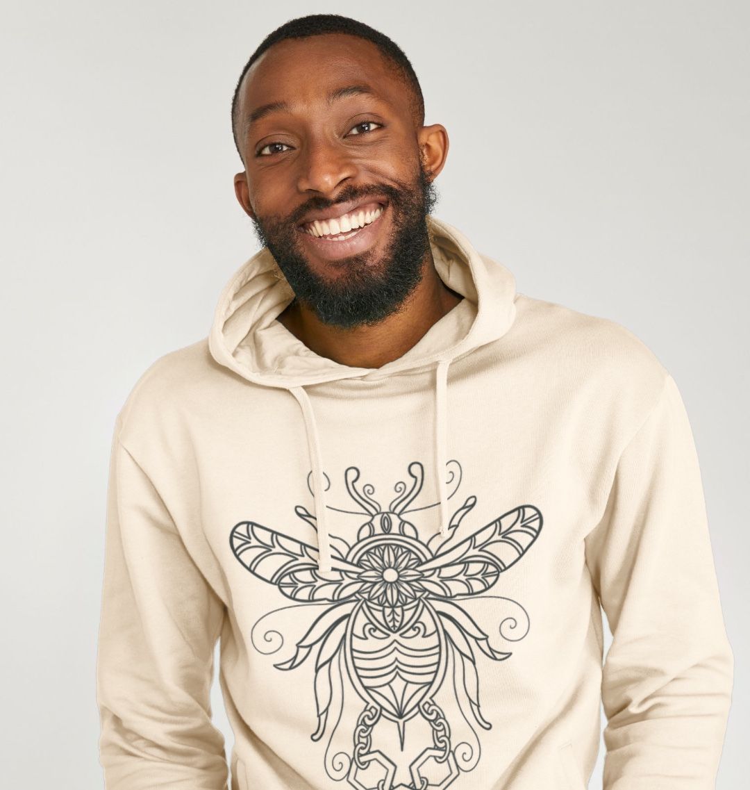 Unisex black lined gilded bumblebee, hoodie.