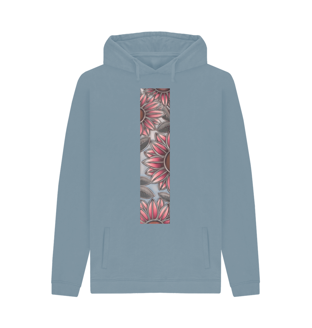 Stone Blue Printed Hoody Front