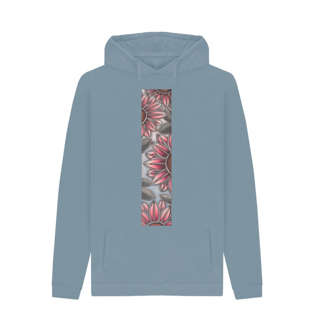 Stone Blue Unisex Stain glass sunflowers hoodie.