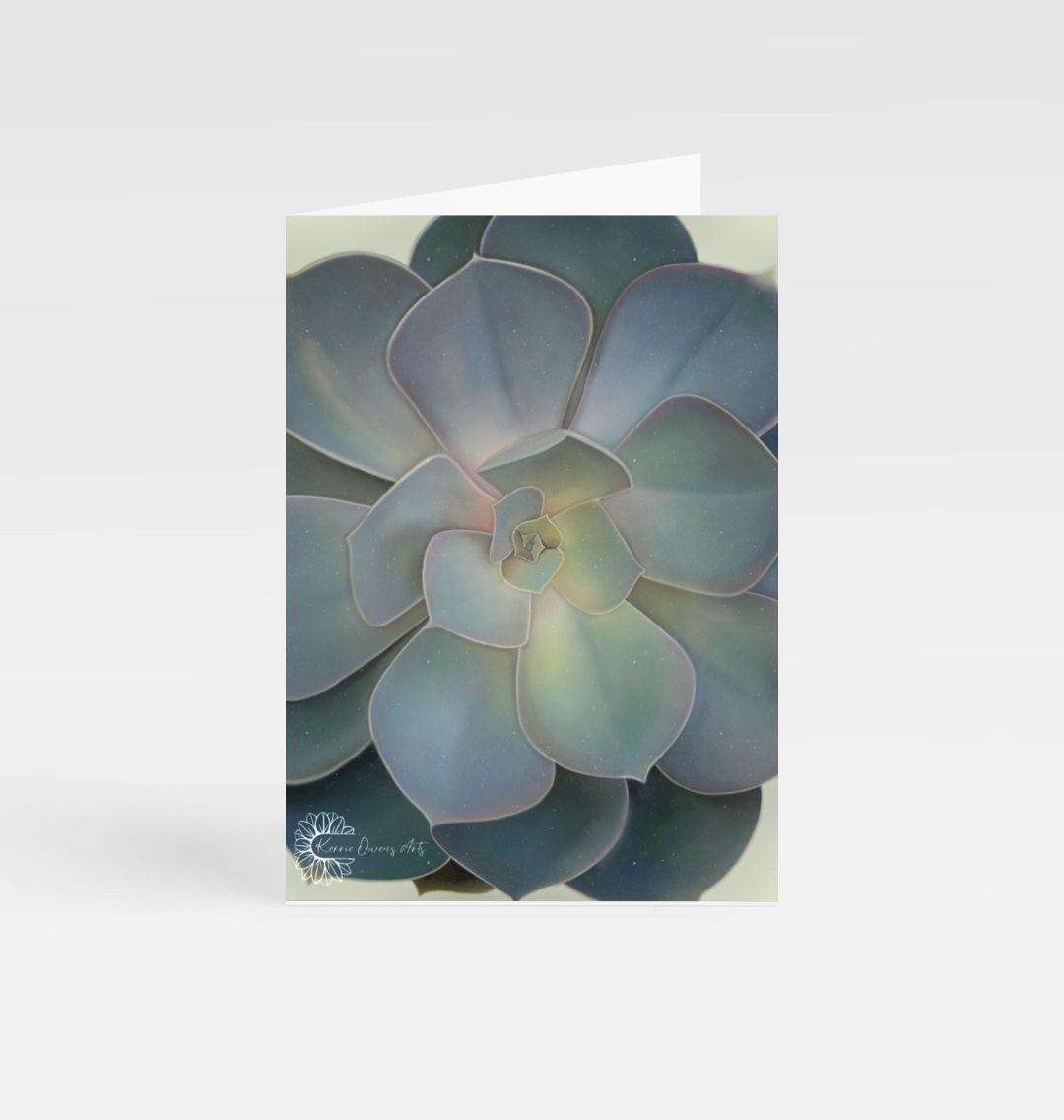 Full green ombré succulents greeting card.
