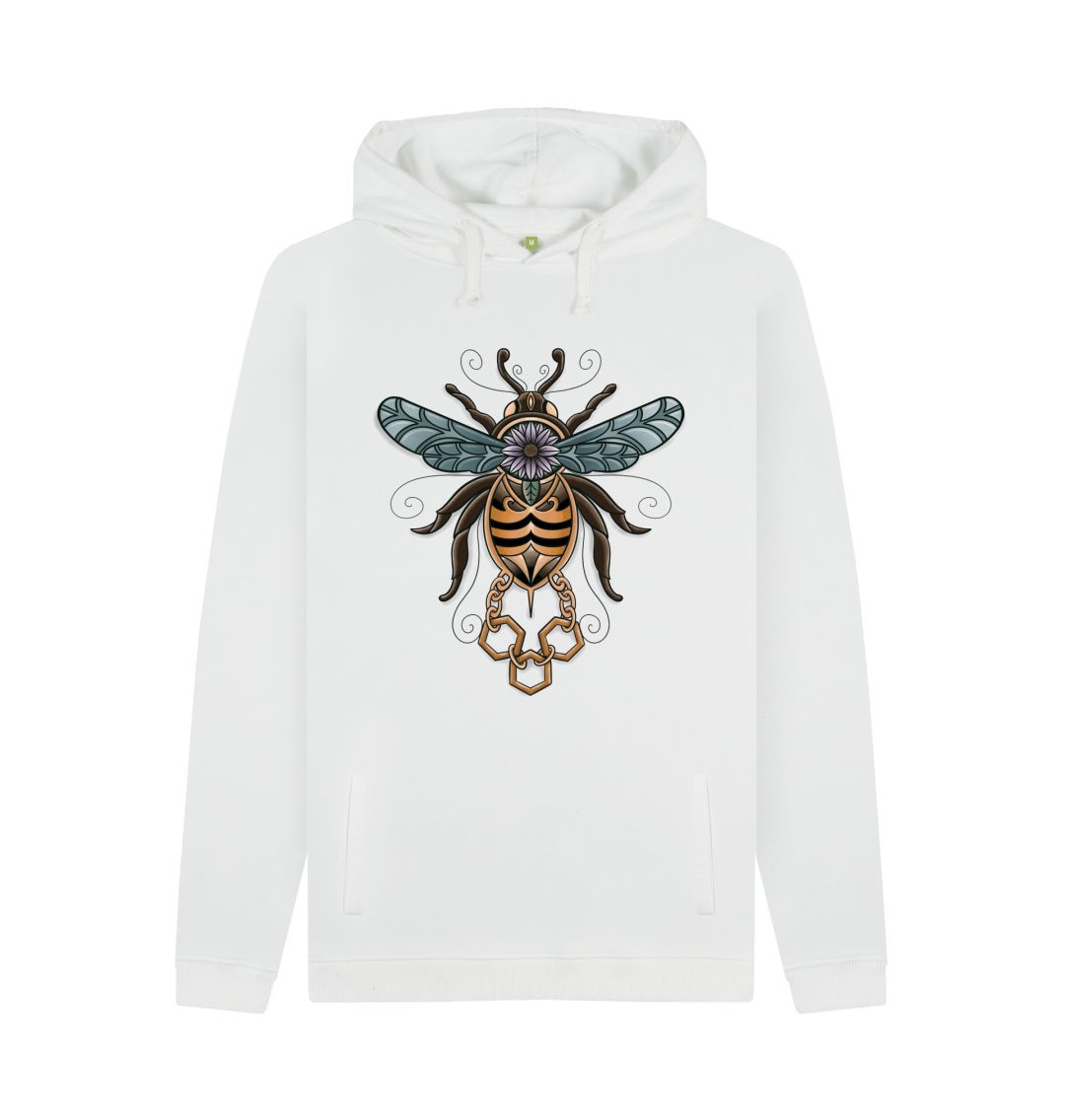 White Unisex The guided bumblebee Hoodie.