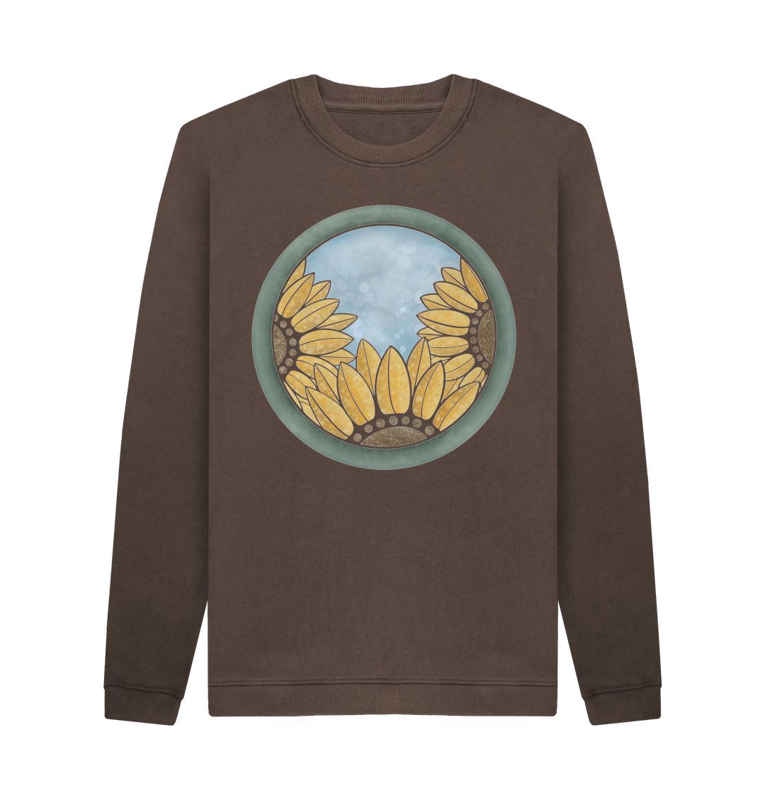 Chocolate Unisex triple sunflower sweatshirt.