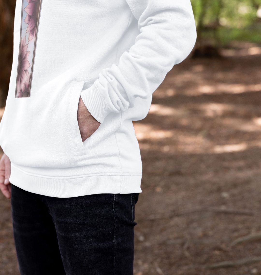 Unisex stripe of pink flowers hoodie.