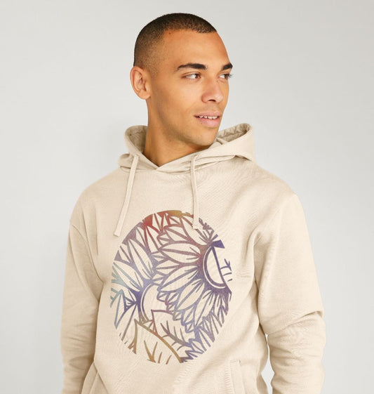 Circle spray painted sunflowers unisex hoodie.