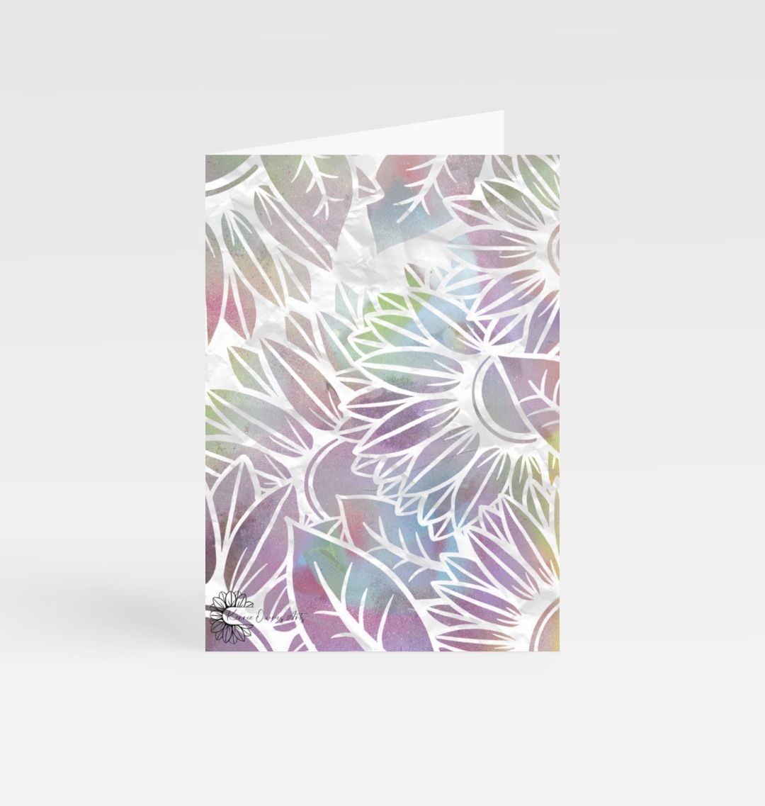 Spray painted sunflowers greetings cards.