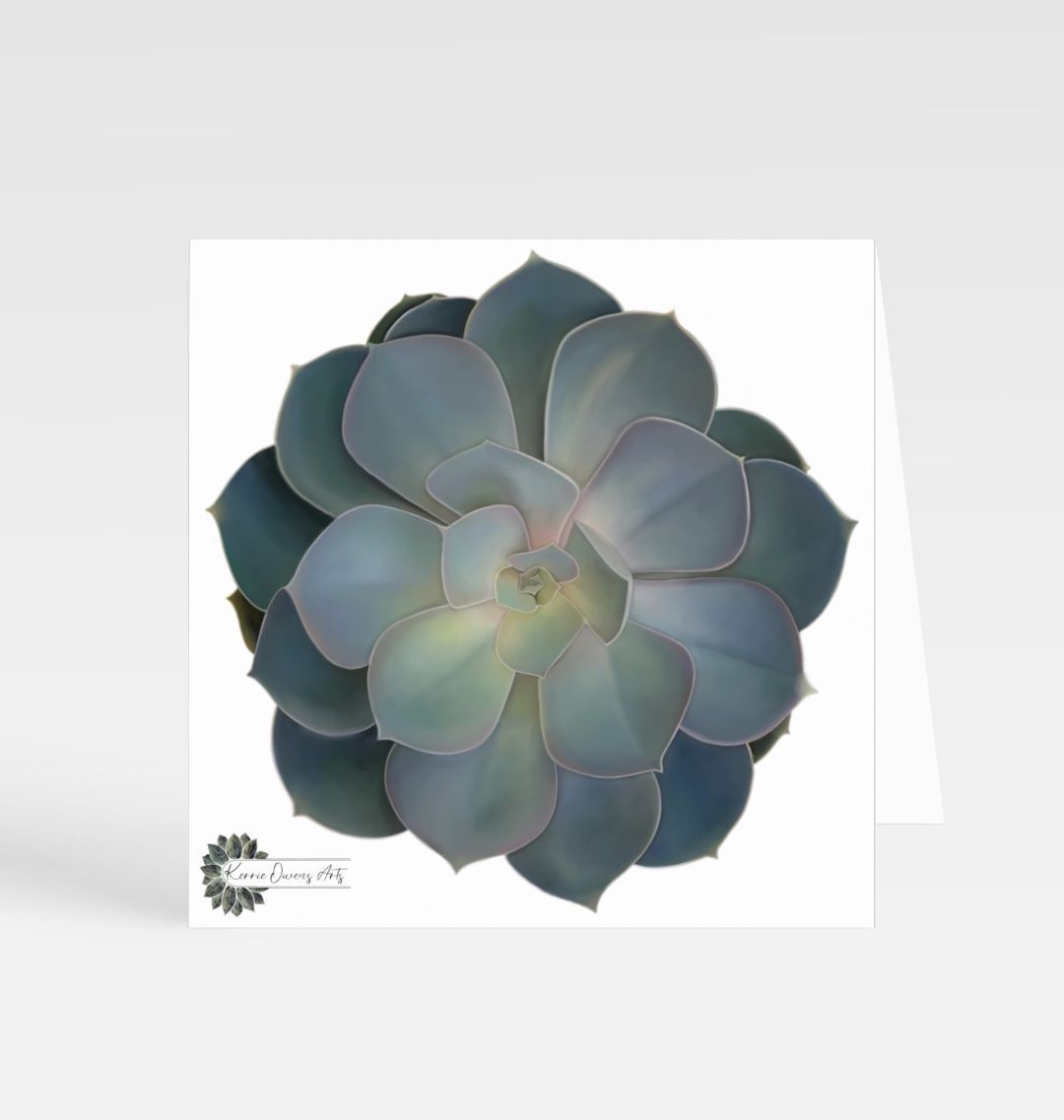 Green ombré succulent plant greetings card.