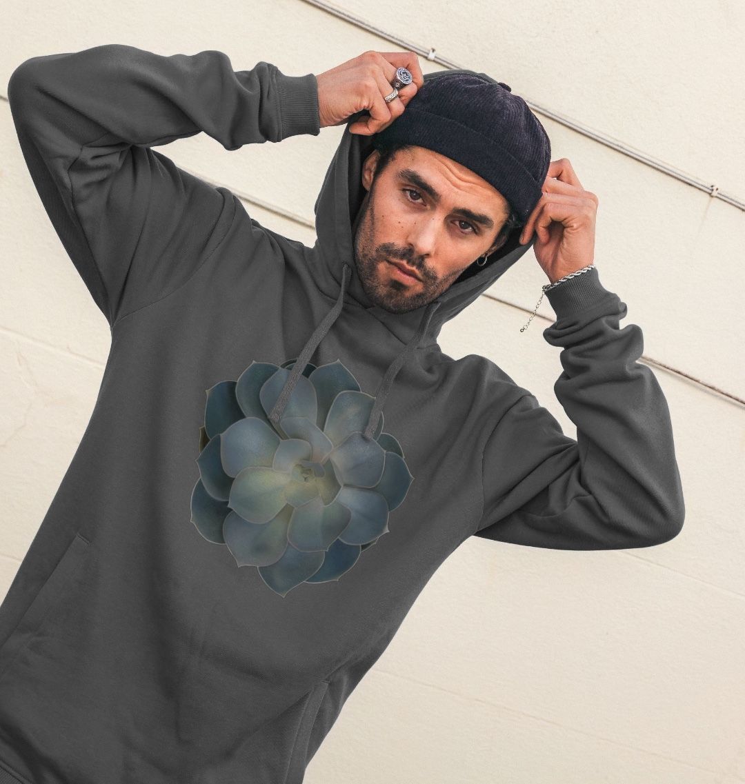 Unisex green ombré succulent hoodie.