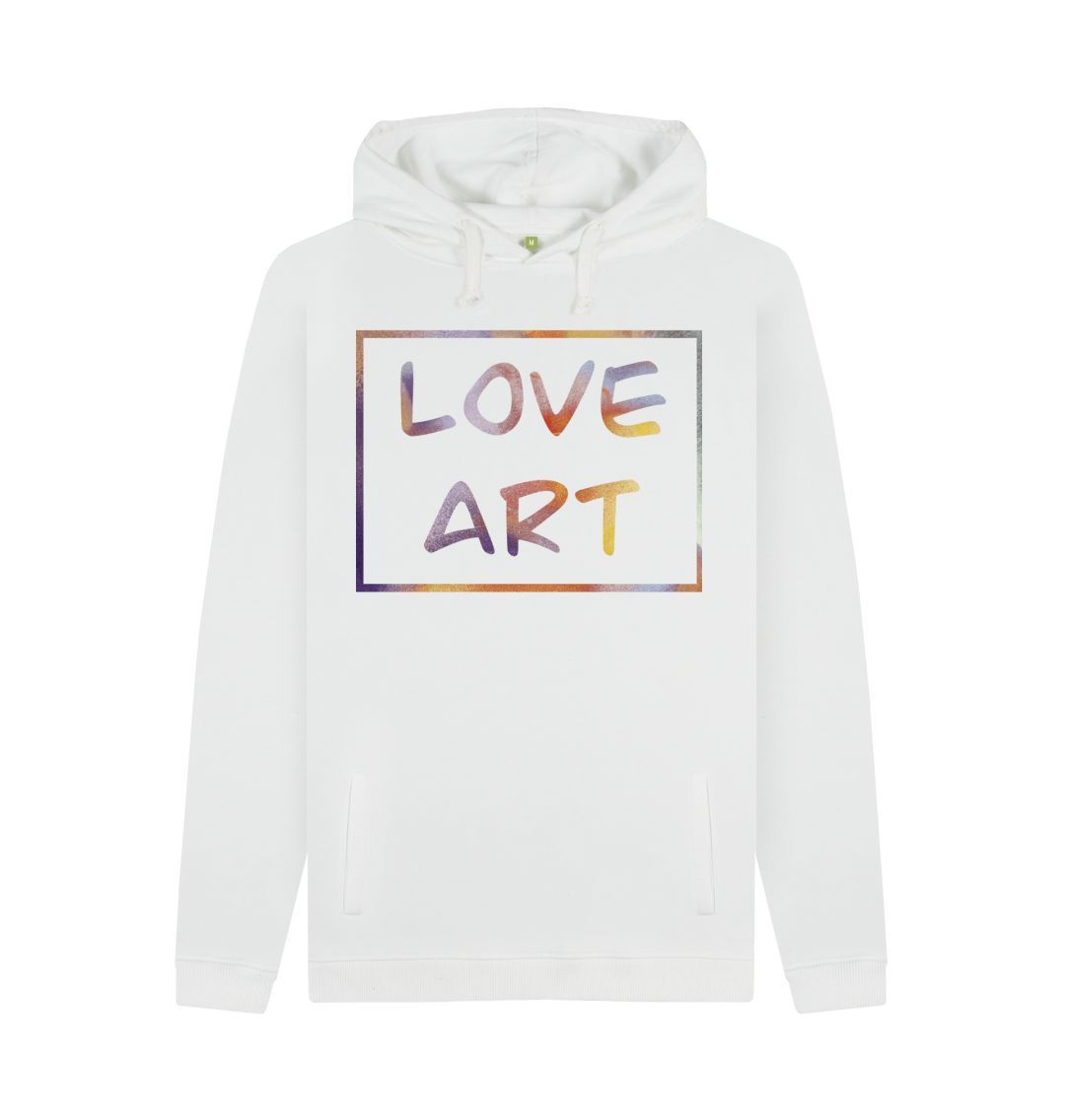 White Unisex love art hoodie.