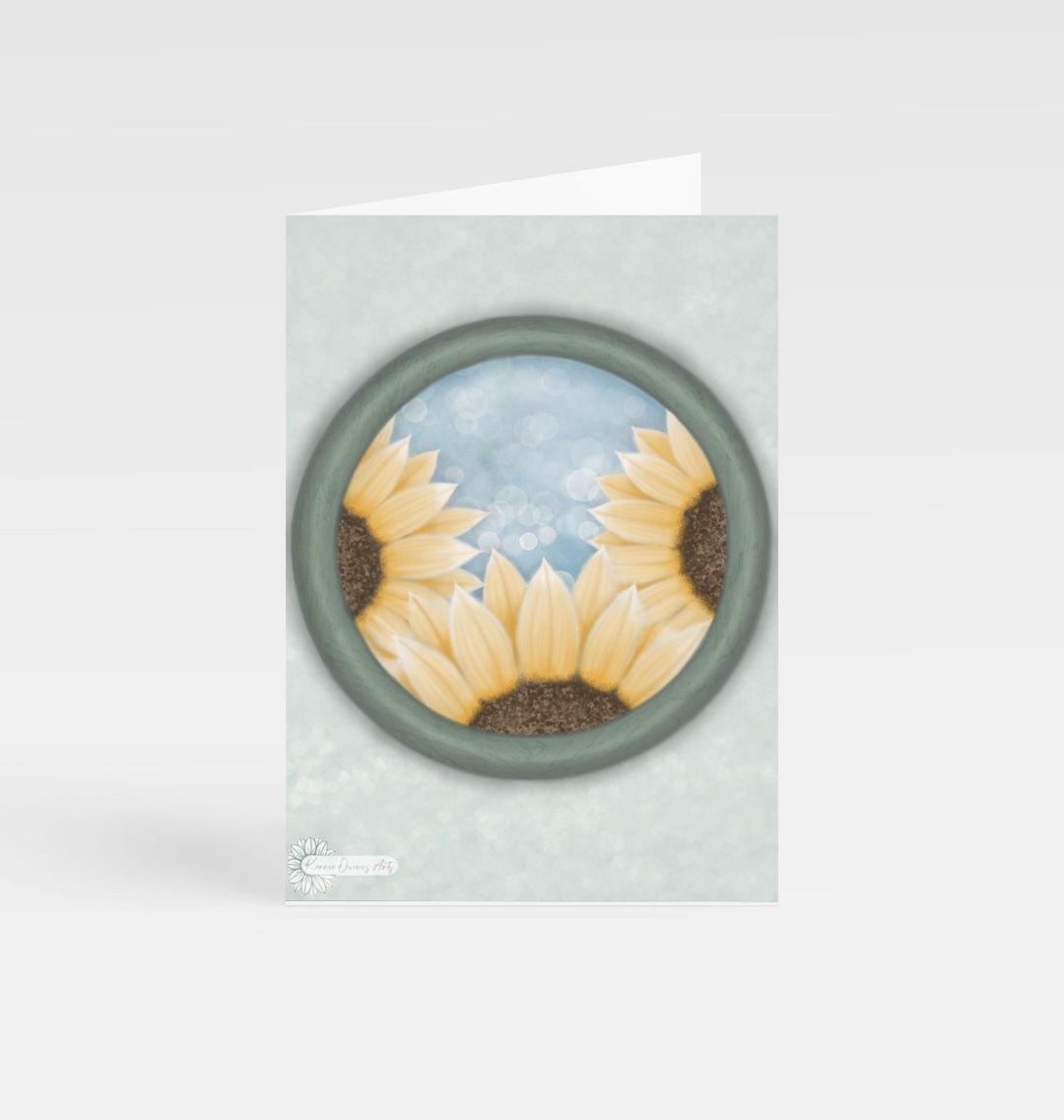 Triple sunflowers greetings cards.