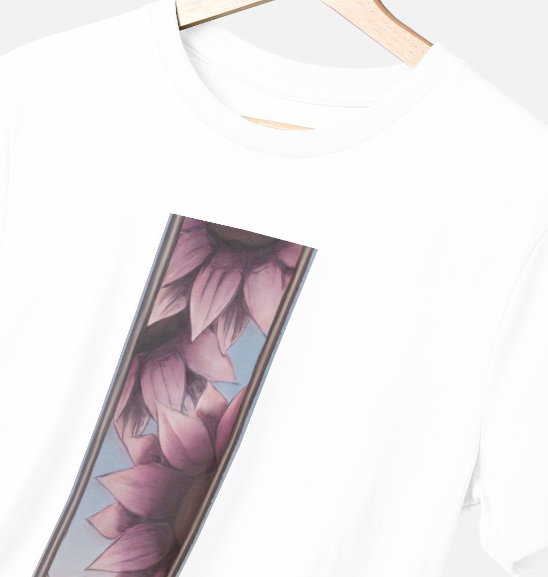 Unisex stripe of pink flowers T-Shirt.