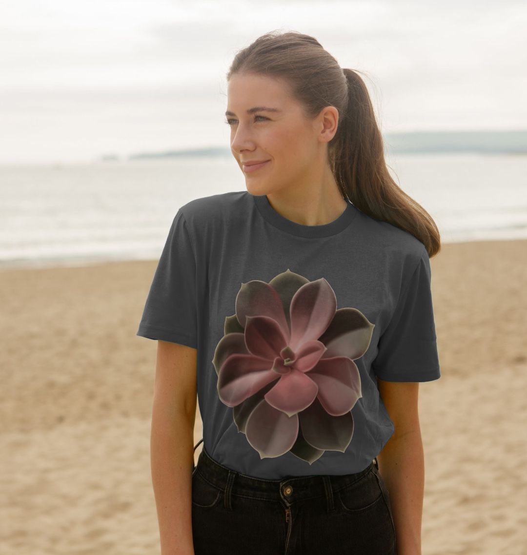 Unisex red to green succulent T-shirt.