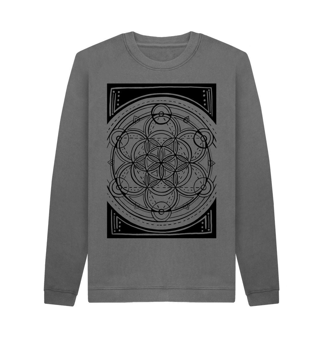 Slate Grey Unisex geometric flower of sweatshirt.