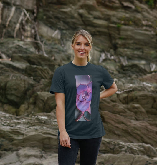 Unisex Pink to purple ombré succulent banter T- Shirt.