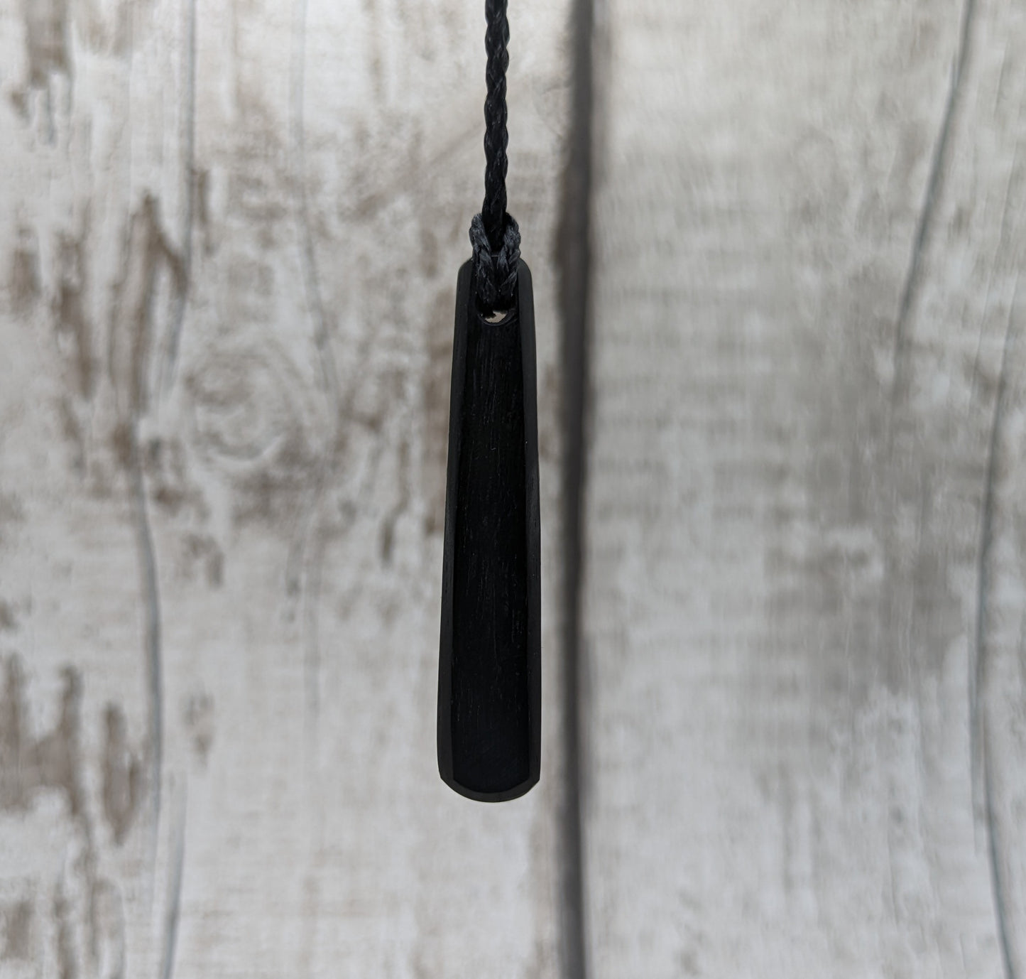 Fenland bog oak roimata pendants with mussel shell and copper wire