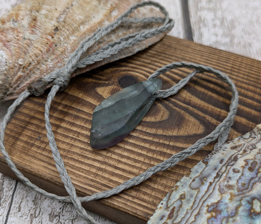 Freeform tumbled fluorite pendant