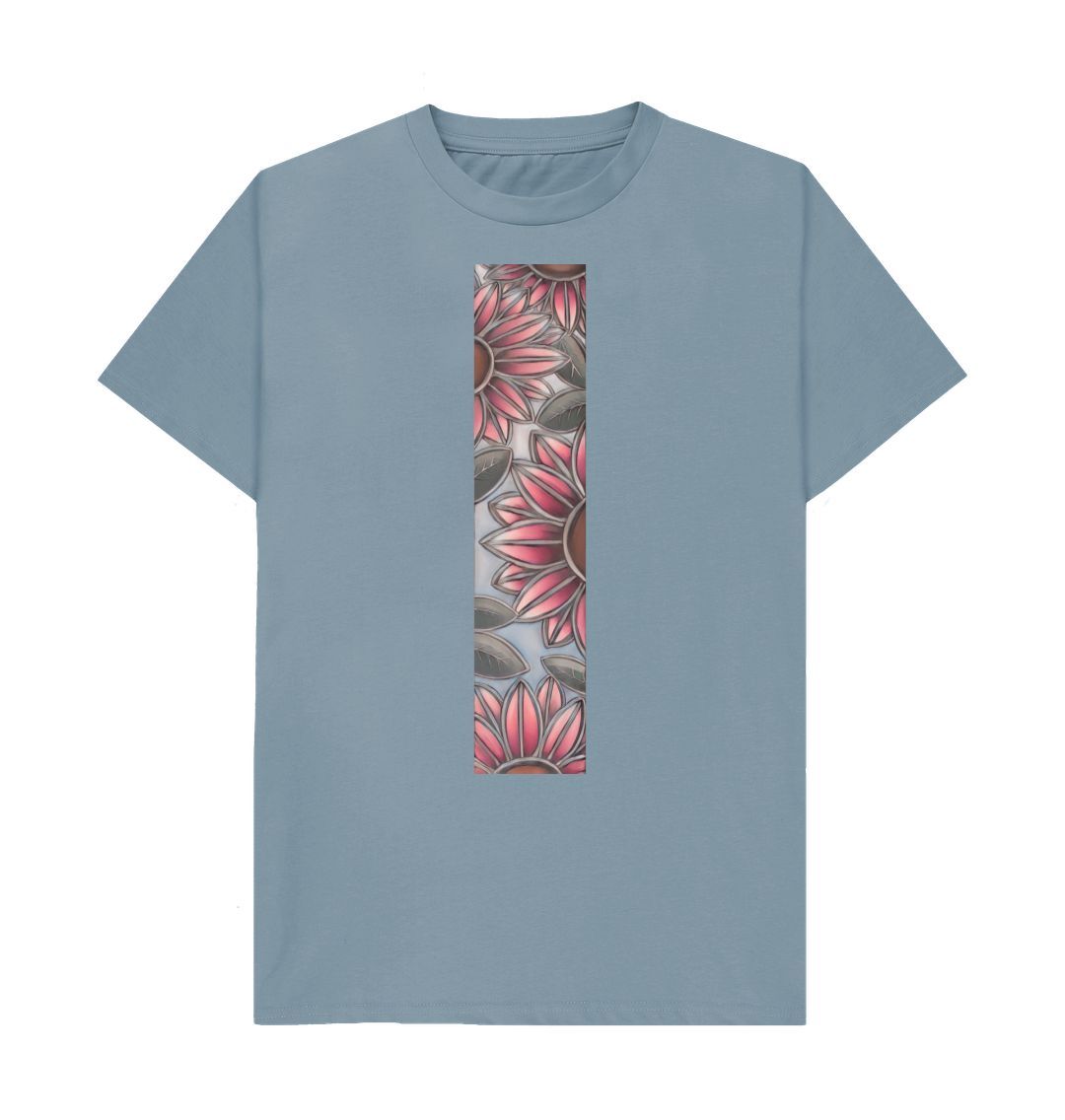 Stone Blue Unisex Stain glass sunflowers T-shirt.