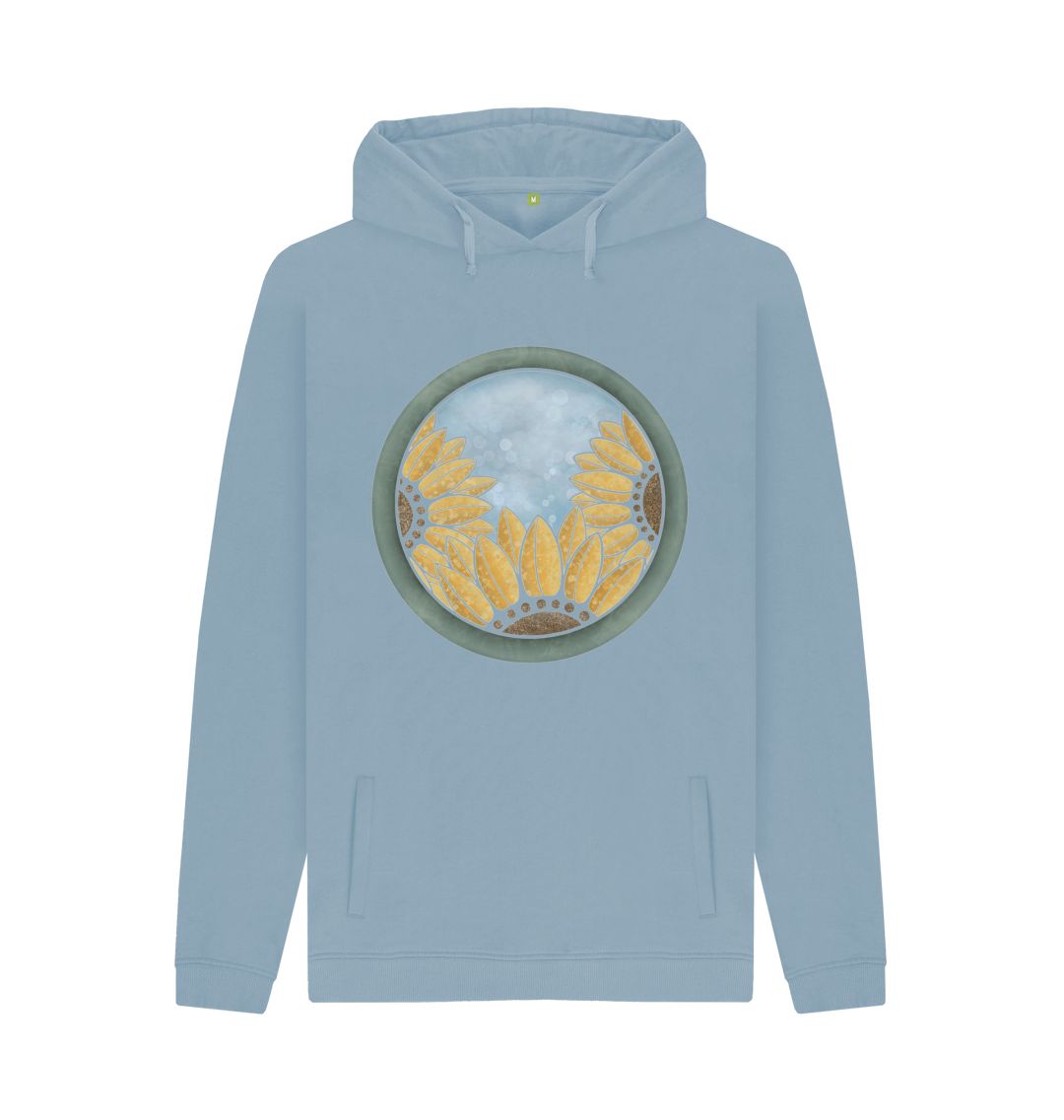 Stone Blue Unisex Triple sunflower hoodie.