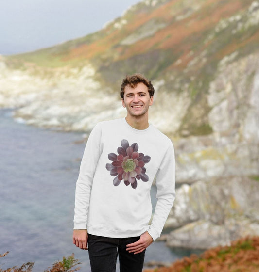 Men’s Green to purple ombré succulent sweatshirt.