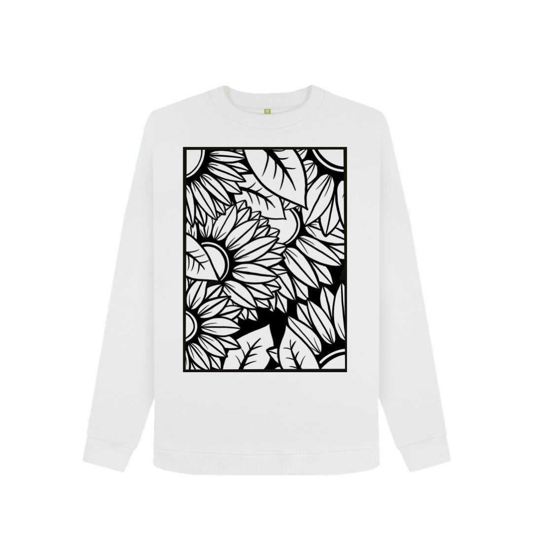 White Ladies black lined sunflower sweatshirt.