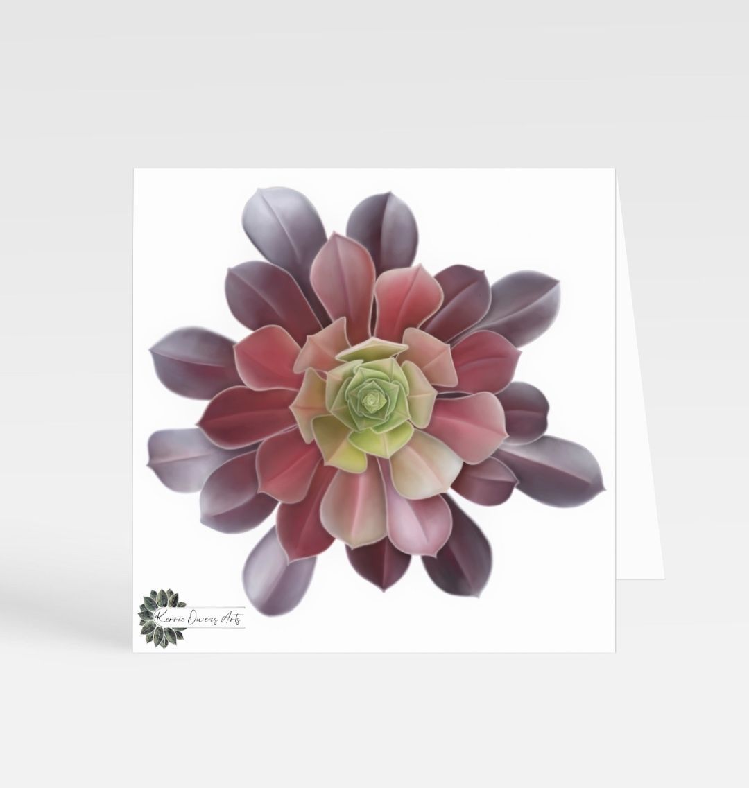 Red and purple ombré succulent greetings card.