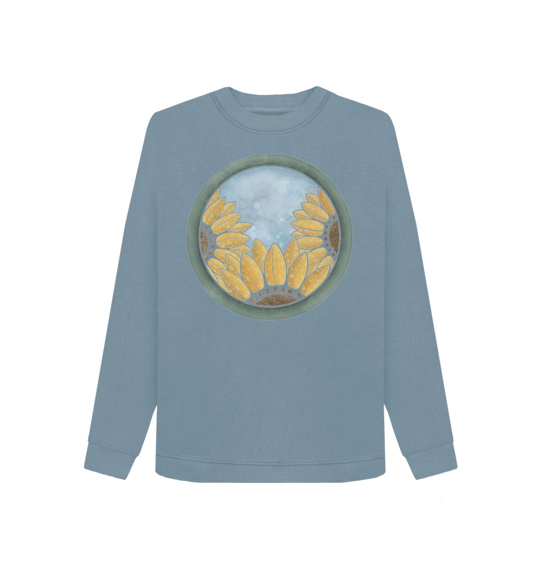 Stone Blue Ladies triple sunflower sweatshirt.