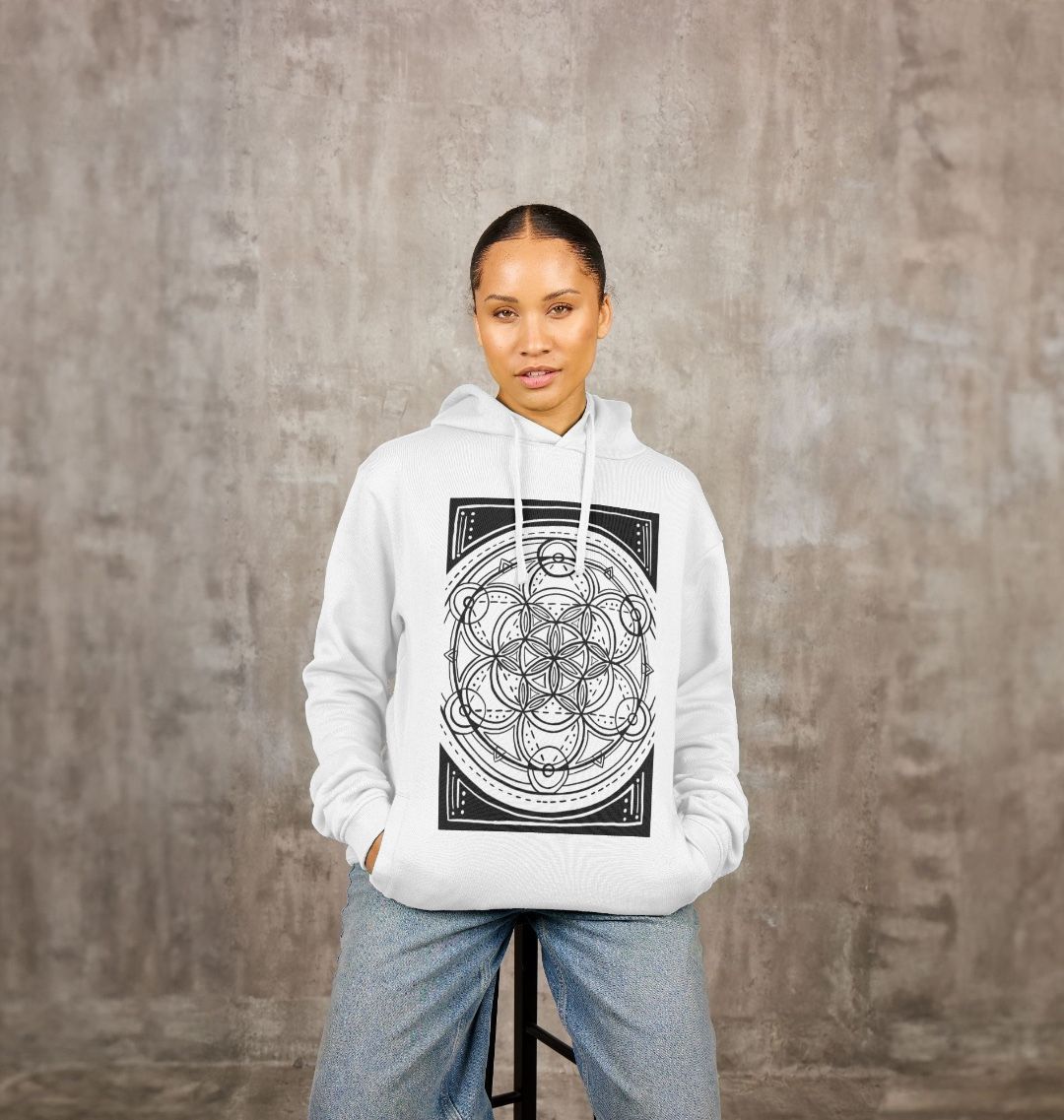 Unisex Geometric flower of life hoodie.