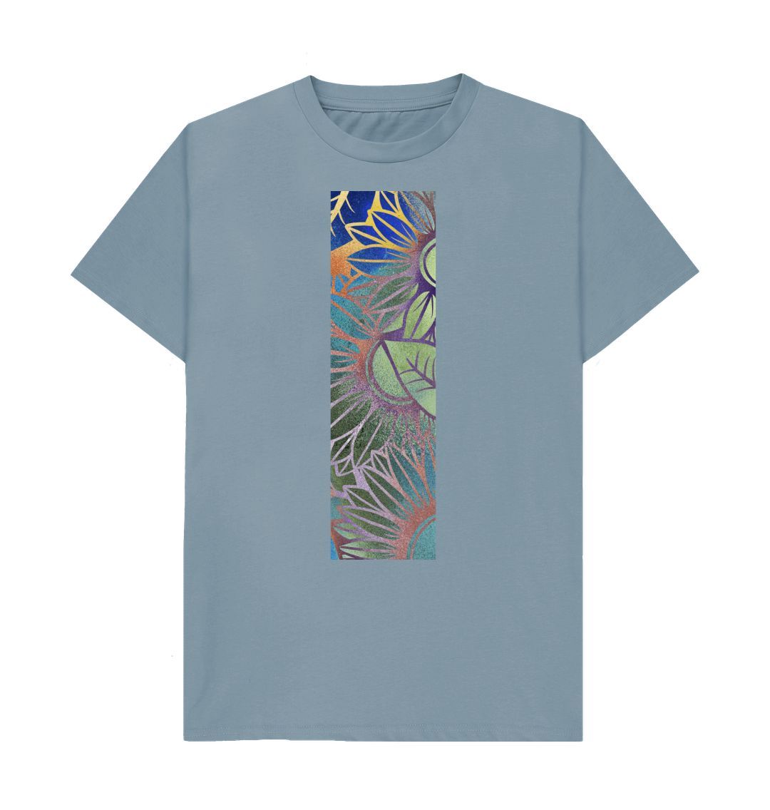 Stone Blue Unisex colour spectrum sunflowers T-Shirt.