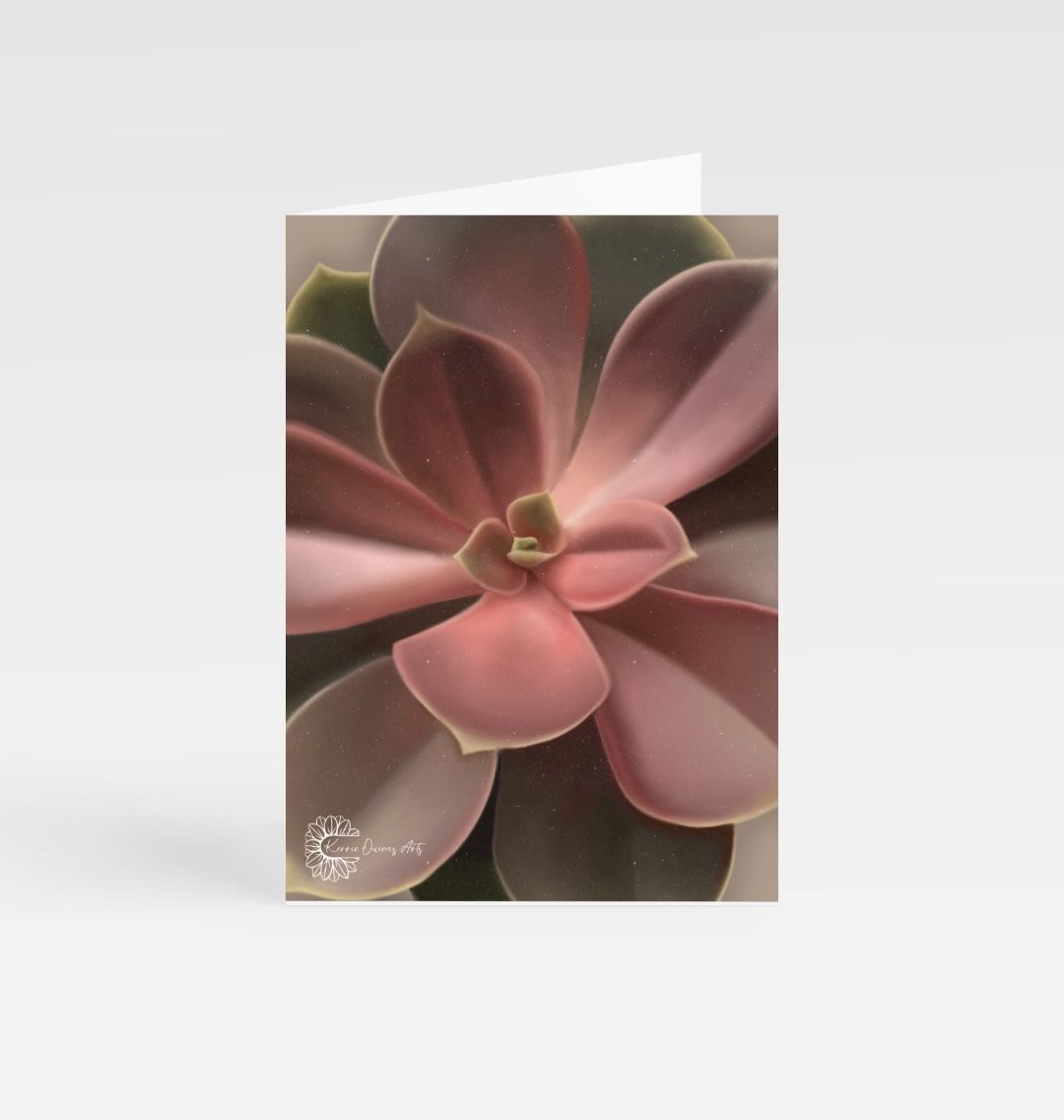 Red ombre succulent greetings card