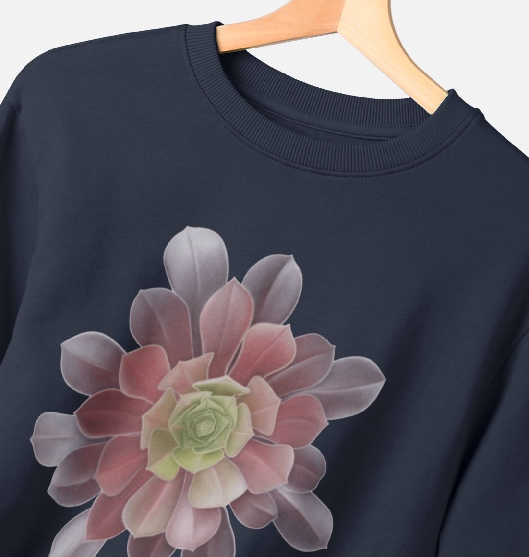 Men’s Green to purple ombré succulent sweatshirt.