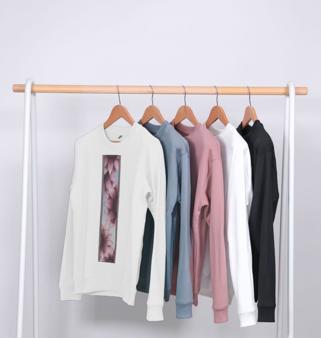 Ladies stripe of pink flowers sweatshirt.